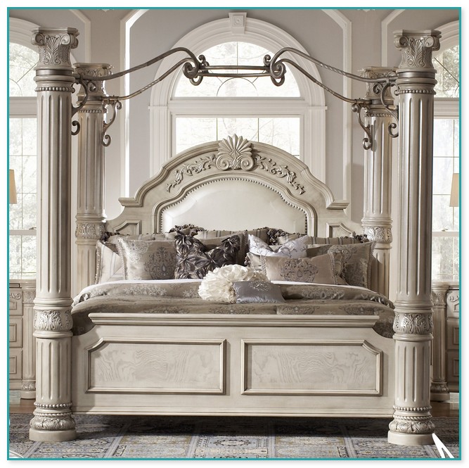 White Queen Canopy Bed Frame