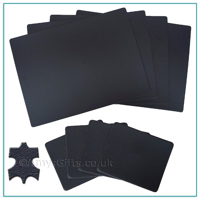 Black Leather Placemats And Coasters