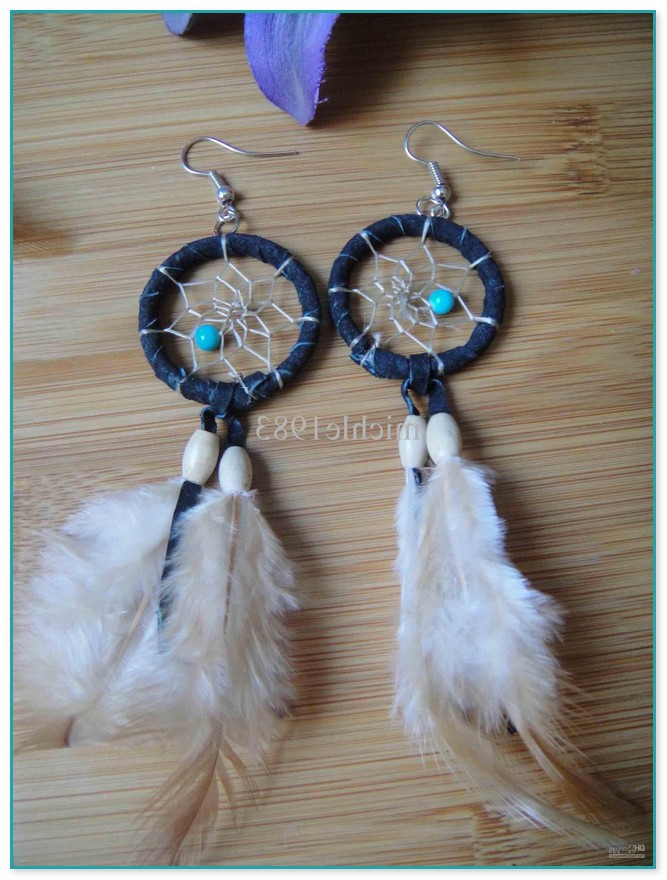 Dream Catcher Earrings With Feathers